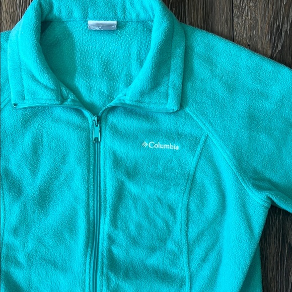 Columbia Turquoise Zip Up Fleece Jacket Ladies Large - Picture 2 of 14